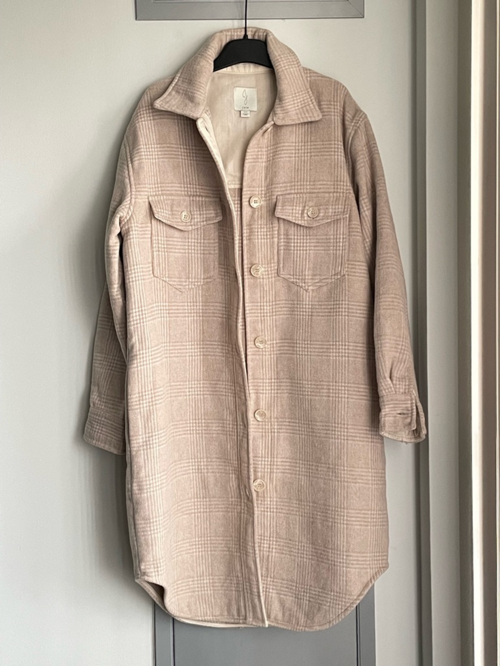 JOIE Beige Plaid Button-Up Shacket - Picture 2 of 9